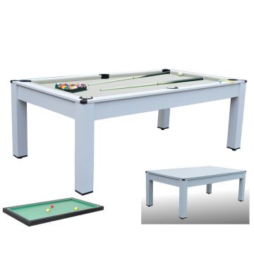 Biliardo ARTEMIDE BIANCO (panno beige) trasformabile in tavolo per italiana