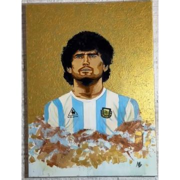 Quadro originale “El Diez” – Ritratto artistico ispirato a Diego Maradona 55x75 cm
